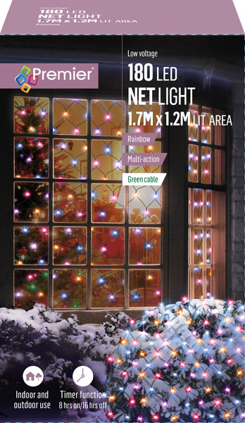 180 Rainbow Multi Action LED Net Light 1.75m x 1.2m