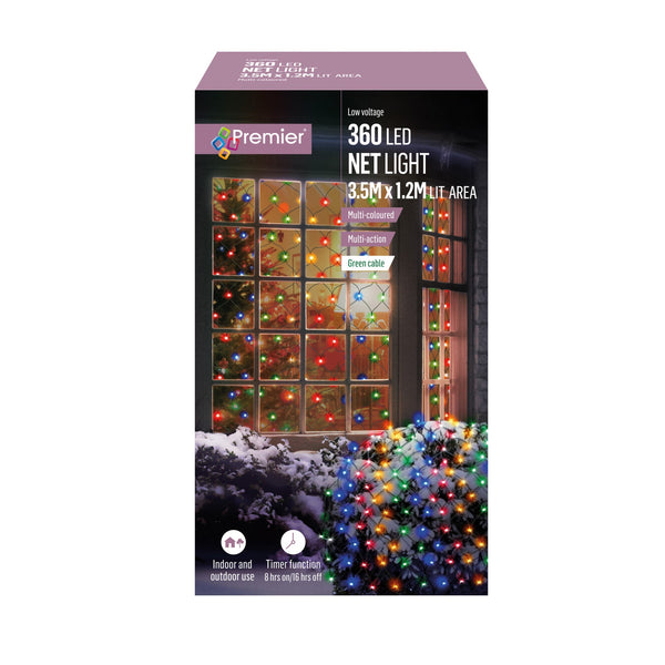 360 Multi Coloured Multi Action LED Net Light 3.5m x 1.2m