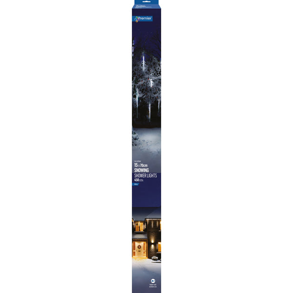Pack of 15 70cm White LED Snowing Shower Christmas Lights
