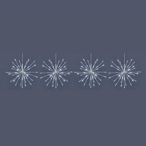 Set of 4 White LED Hanging Sparkle Lights