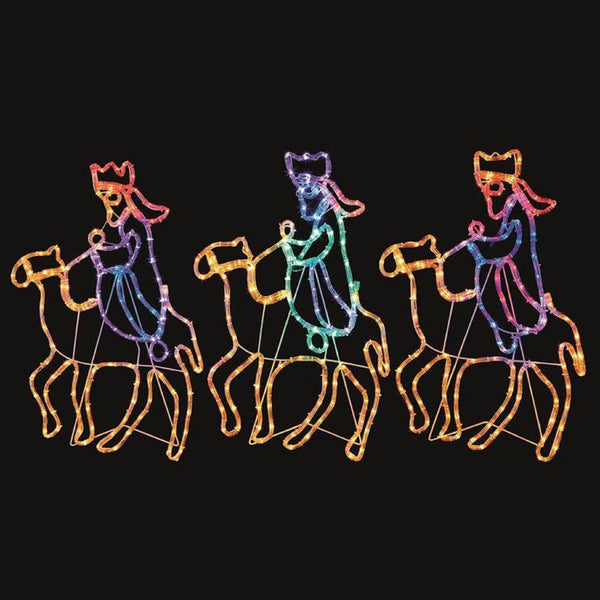 Three Wise Men on Camels Christmas Nativity Rope Light Silhouettes