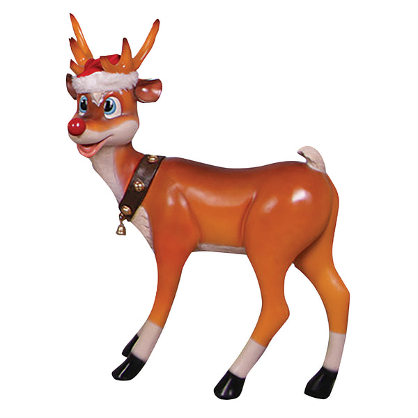 Novelty Standing Red Nosed Reindeer Wearing Christmas Hat Display Prop