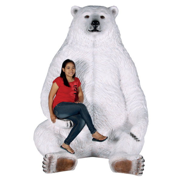 2.3m Giant Realistic Sitting Polar Bear Photo Opportunity Seat Christmas Prop
