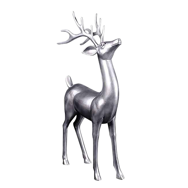 1.7m Standing Reindeer with Matte Metallic Silver Finish