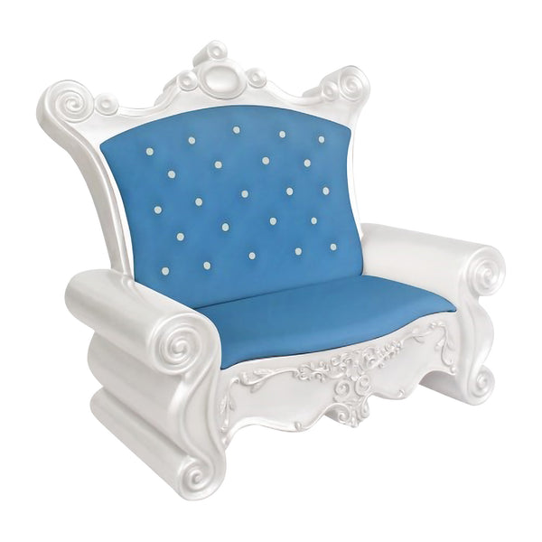 Santa's Plush Sofa in Blue and White Commercial Christmas Display