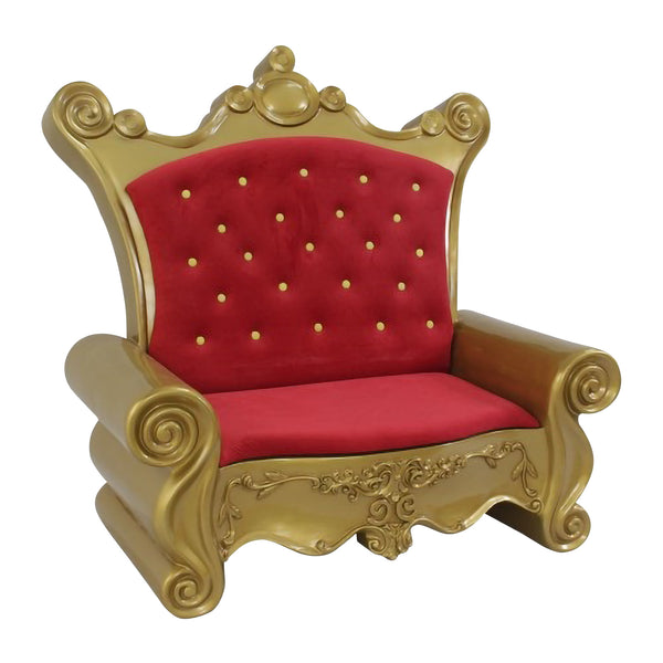 Santa's Plush Sofa in Red and Gold Commercial Christmas Display