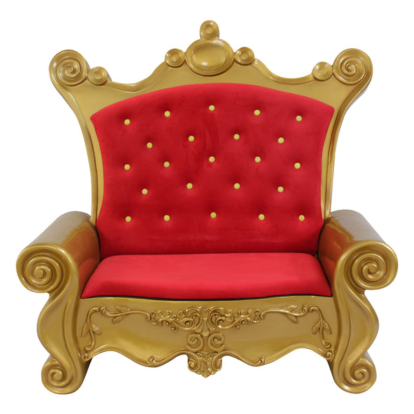Santa's Plush Sofa in Red and Gold Commercial Christmas Display