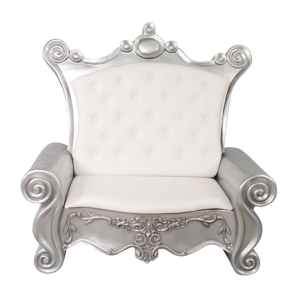 Santa's Plush Sofa in White and Silver Commercial Christmas Display Prop
