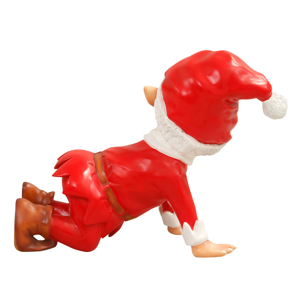 Naughty Crawling Christmas Elf in Red Santa Costume Display Prop