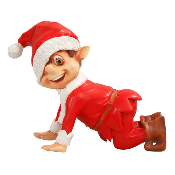 Naughty Crawling Christmas Elf in Red Santa Costume Display Prop
