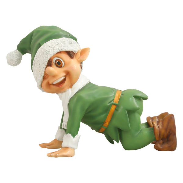 Naughty Crawling Christmas Elf in Green Santa Costume Display Prop