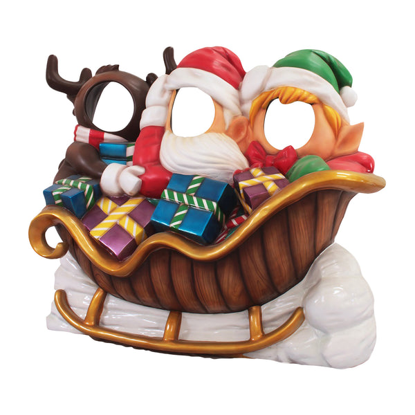 1.45m Fun Santa's Delivery Team on Sleigh Christmas Photo Opportunity Prop