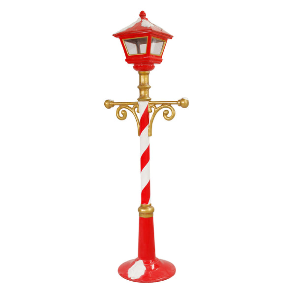 2m Giant Freestanding Red and Gold Christmas Lamp Post Display Prop