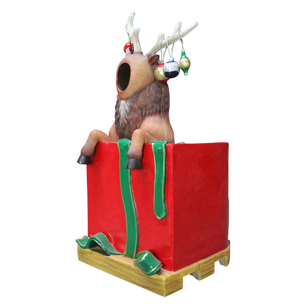 Reindeer in Gift Box Photo Opportunity Prop