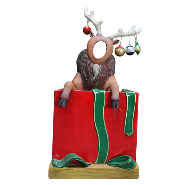 Reindeer in Gift Box Photo Opportunity Prop