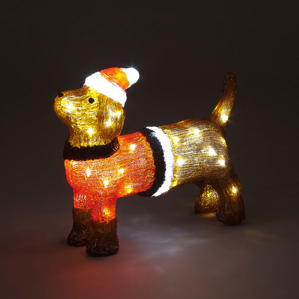 Christmas Acrylic Dachshund with 48 Ice White LED's