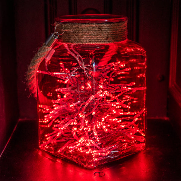 200 Red Supabrights Multi Action LED String Lights on Clear Cable with Timer