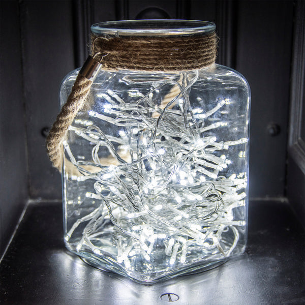 200 White Supabrights Multi Action LED String Lights on Clear Cable with Timer