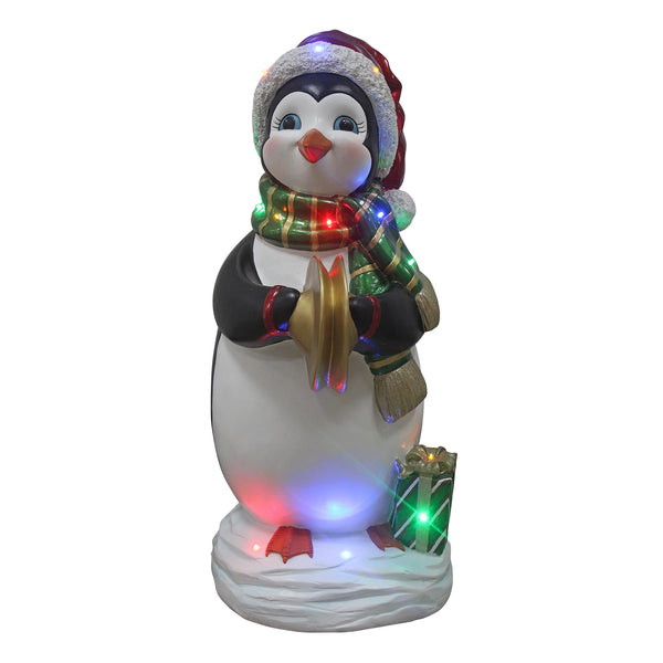 94cm Fun Penguin Playing Cymbals with Multicoloured LED Lights Display Prop