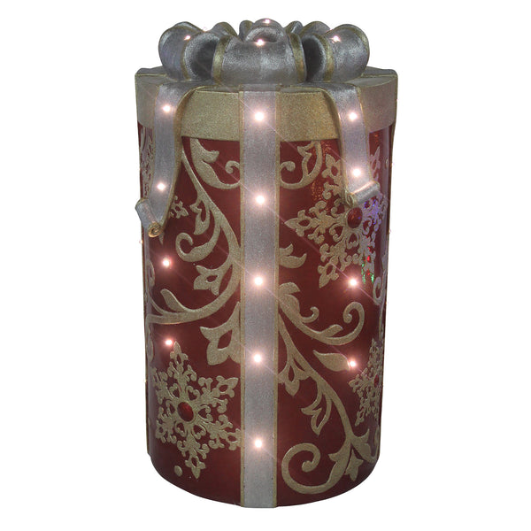 80cm Red and Gold Round Christmas Present With LED Lights Display Prop