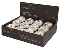 Tray of 12 Shatterproof Transparent White Christmas Tree Baubles