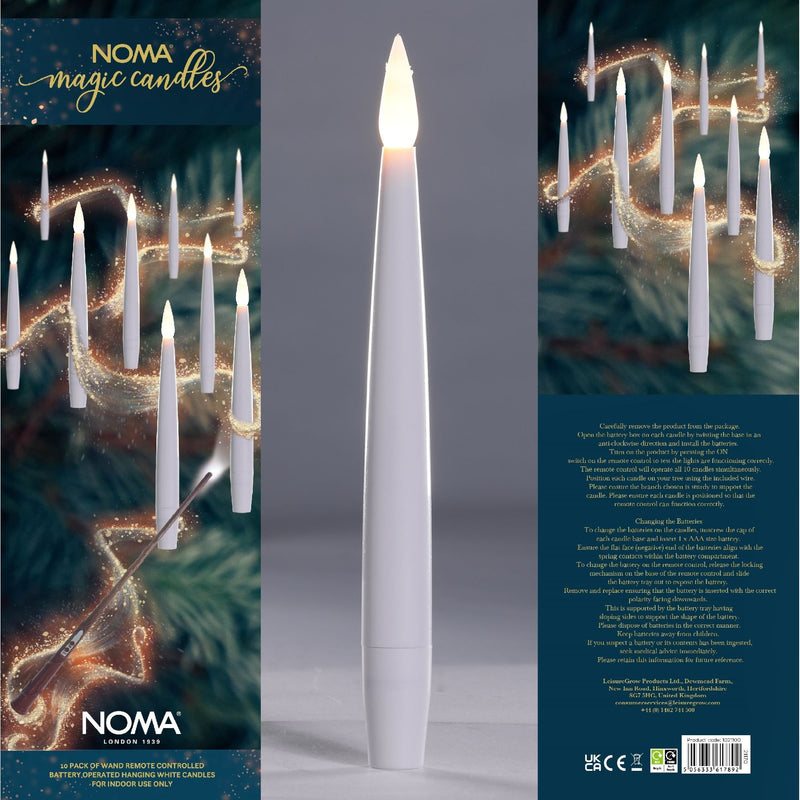 10 Floating White Candles with Magic Wand Controller Christmas Tree Lights