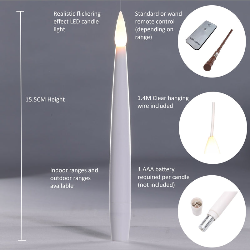 10 Floating White Candles with Magic Wand Controller Christmas Tree Lights