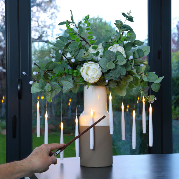 10 Floating White Candles with Magic Wand Controller Christmas Tree Lights
