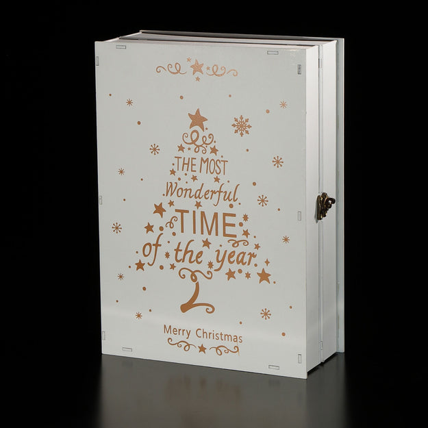 Lit White Wooden Scene Book Christmas Advent Calendar