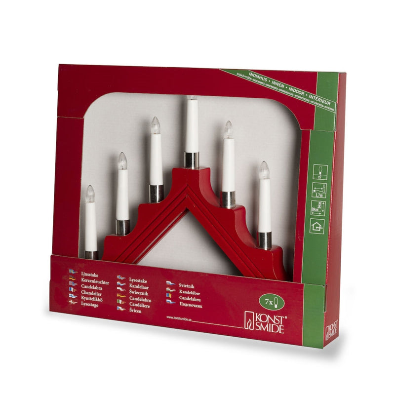 Classic Red Traditional Window Christmas Candle Bridge with Decorative Rings