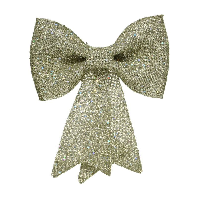 14cm Small Gold Glitter Bow Christmas Tree Decoration