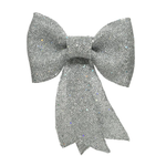 14cm Small Silver Glitter Bow Christmas Tree Decoration