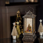 Children Decorating Christmas Tree Magical Lantern Water Spinner