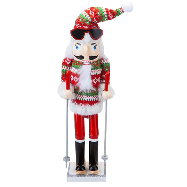 37.5cm Nordic Skier Wooden Christmas Nutcracker
