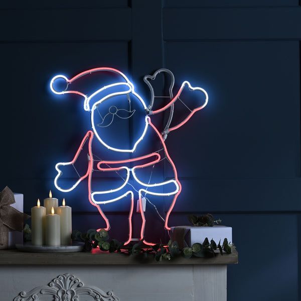 61cm Neon Flex Waving Santa Christmas Silhouette