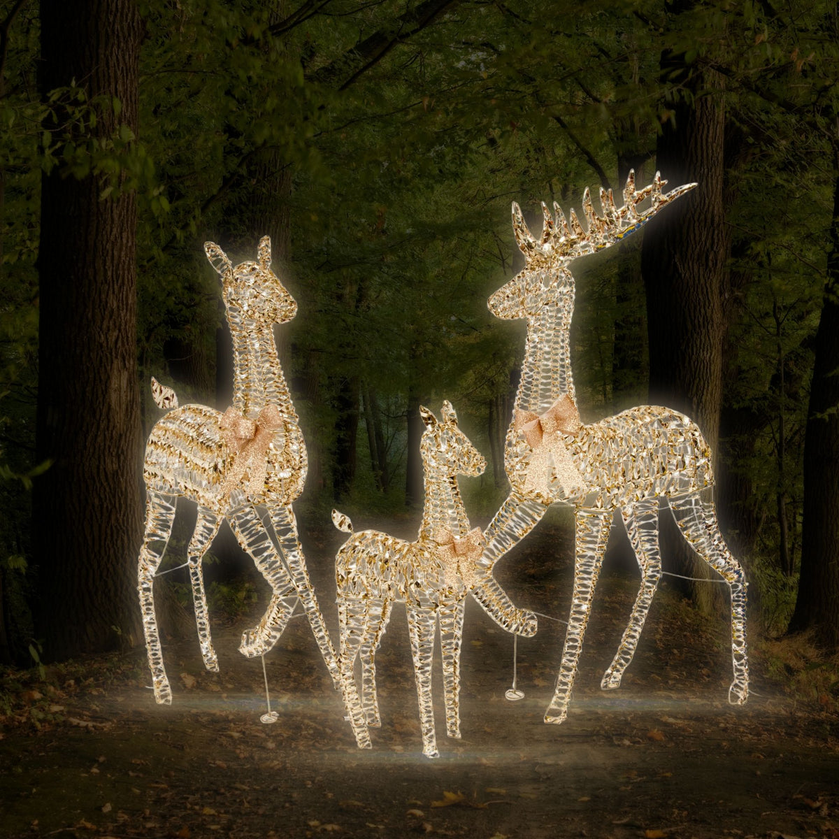 1.1m Glitter Twist Gold Twinkling Fawn Christmas Silhouette