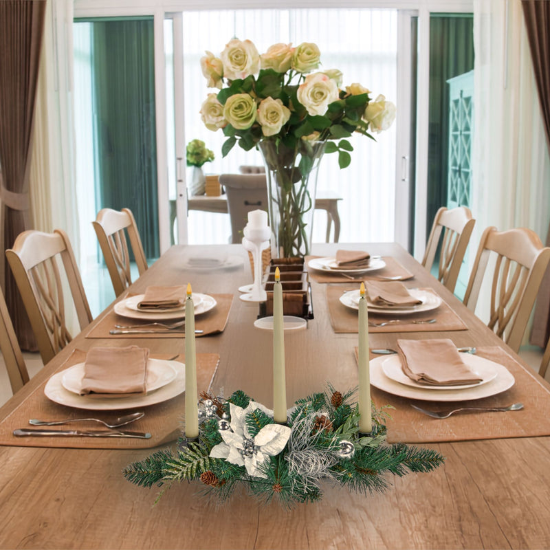 60cm White Poinsettia Christmas Table Centrepiece