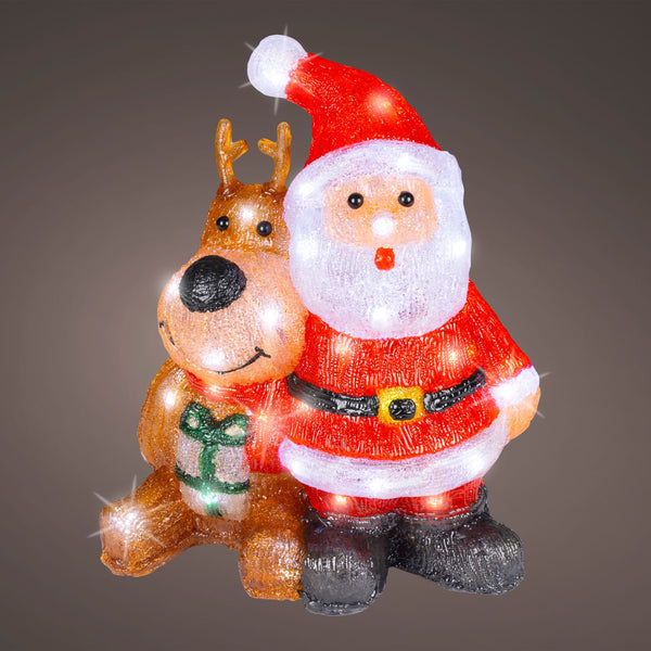 16cm Cute Santa and Reindeer LED Christmas Acrylic