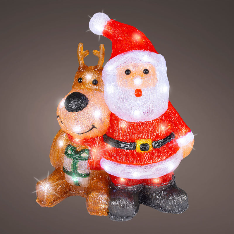 16cm Cute Santa and Reindeer LED Christmas Acrylic