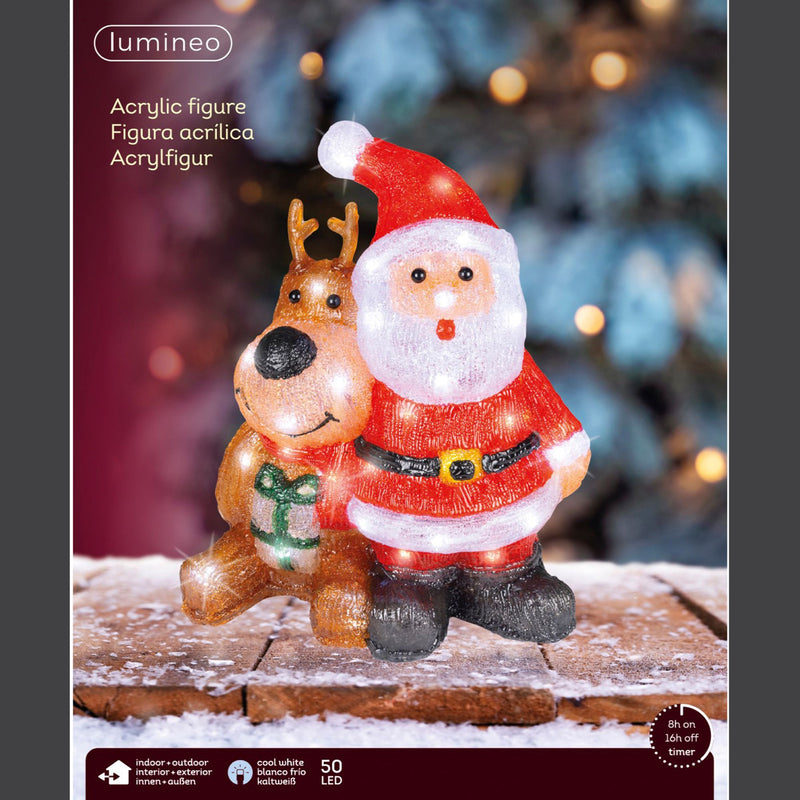 16cm Cute Santa and Reindeer LED Christmas Acrylic
