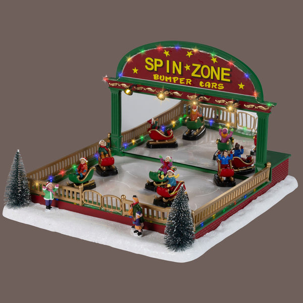 35cm Spin Zone Sleigh Bumper Cars LED Christmas Fun Fair Scene