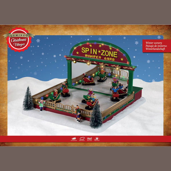 35cm Spin Zone Sleigh Bumper Cars LED Christmas Fun Fair Scene