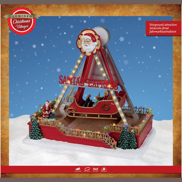 32cm Swinging Santa Sleigh LED Christmas Fun Fair Scene