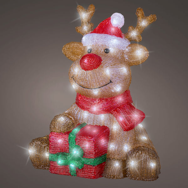 45cm Rudolph the Reindeer with Santa Hat LED Christmas Acrylic