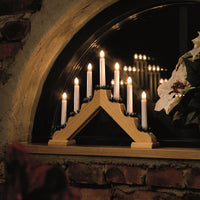 Natural Wooden Candlestick Lit Window Arch