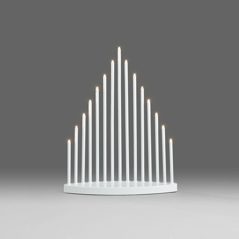 White Metal Candlestick with 15 LED Lights