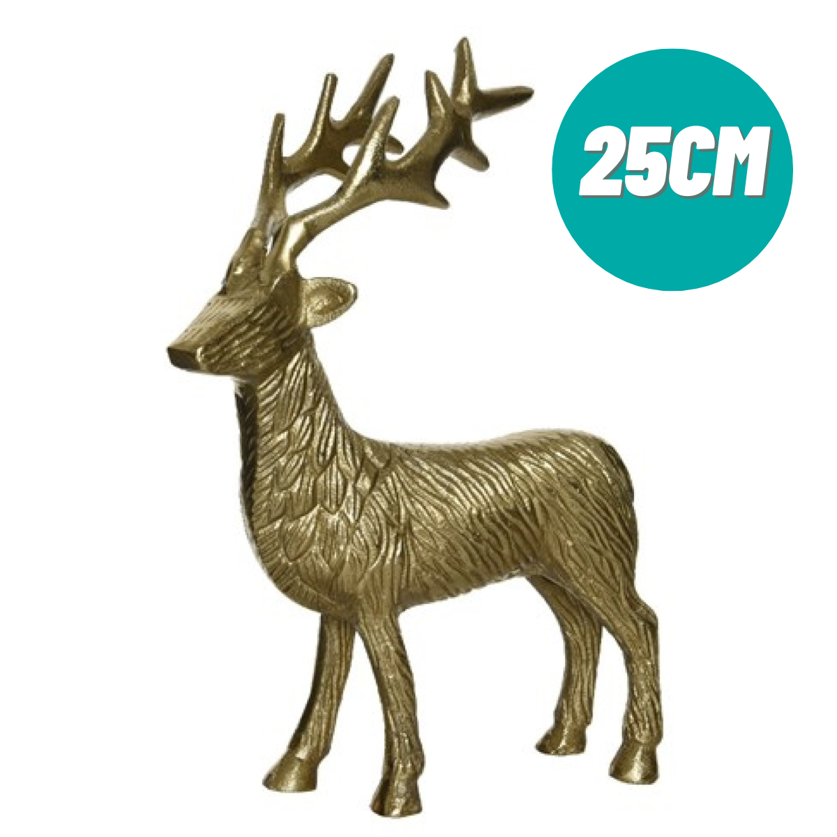 25cm Gold Standing Reindeer