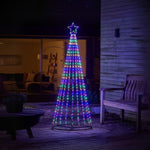 7ft Multi Coloured Twinkling Wire Christmas Tree Cone