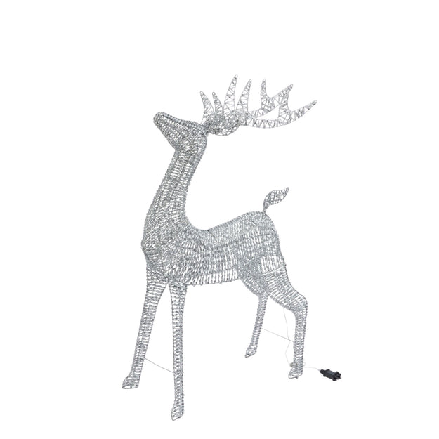 90cm Glitter Twist Silver Twinkling Reindeer Christmas Silhouette
