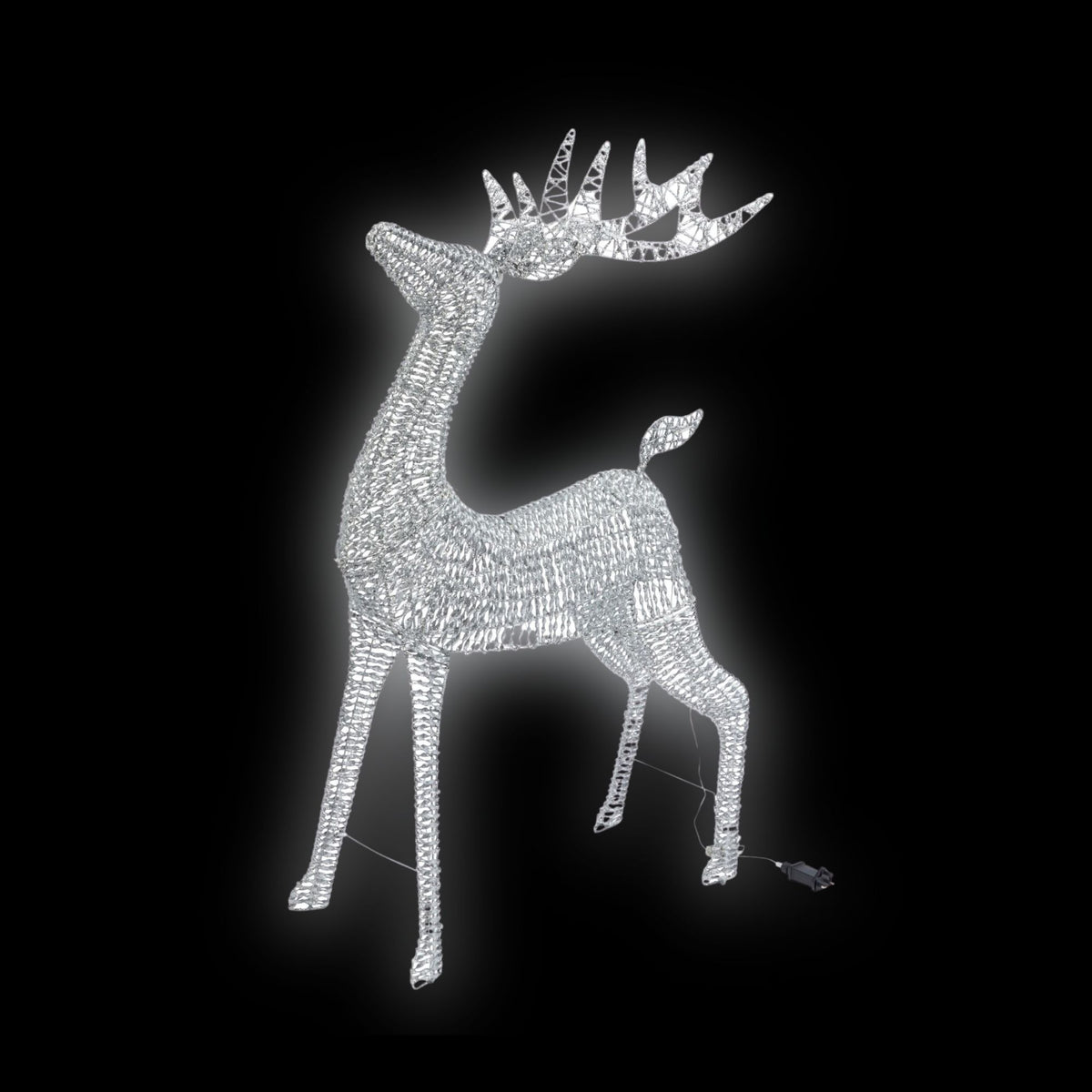 90cm Glitter Twist Silver Twinkling Reindeer Christmas Silhouette